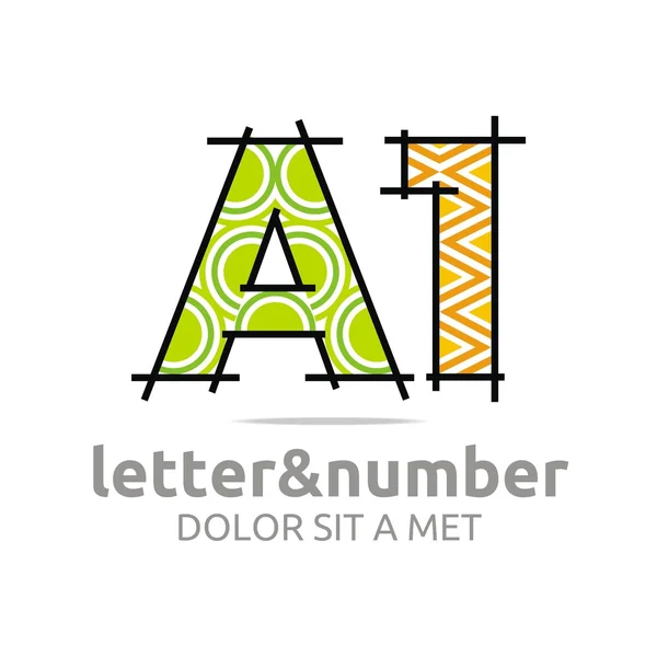 Abstract logo letter A1 alphabet element symbol vector — ストックベクタ