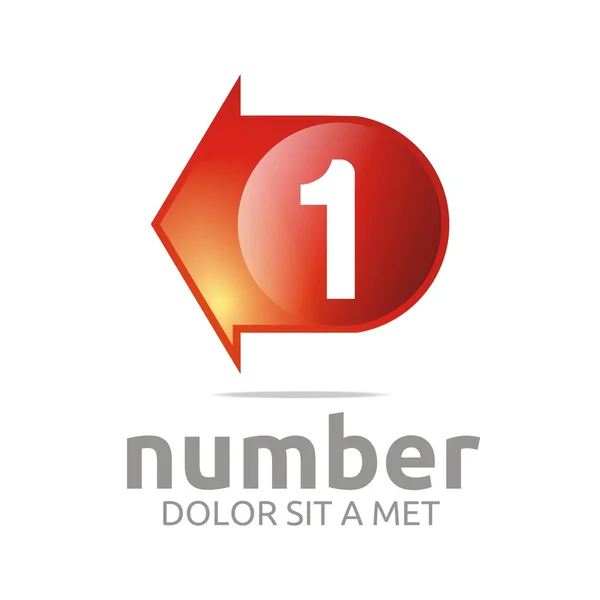 Abstrakt logotyp nummer 1 figur pil höger röd ikon vektor — Stock vektor