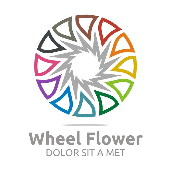 Logo abstracto rueda flor interés colorido icono vector — Vector de stock