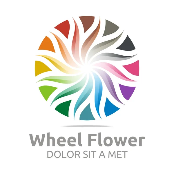 Abstract logo wheel flower interest colorful icon vector — Stok Vektör