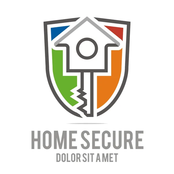 Logo home key house lock security buiding icon vector — Stock Vector