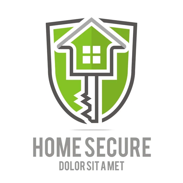 Logo home key house lock security buiding icon vector — Stock Vector