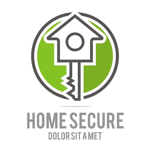 Logo home key house lock security buiding icon vector — Stock Vector