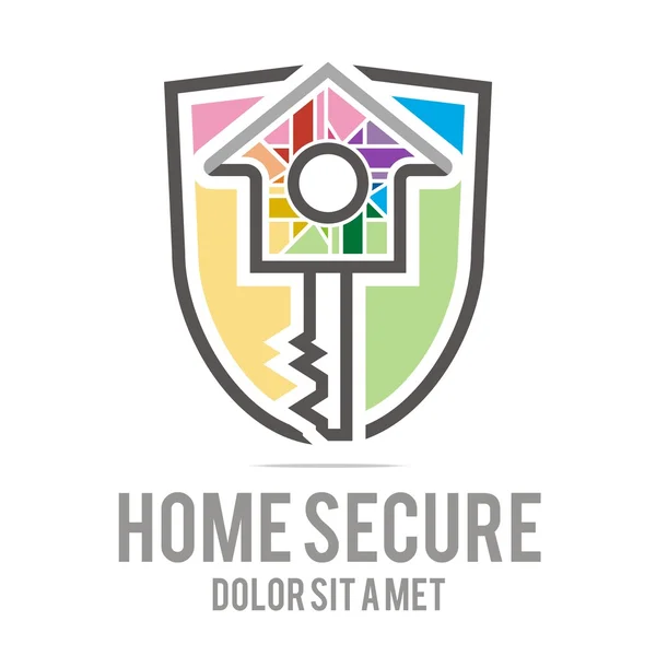 Logo home key house lock security buiding icon vector — Stock Vector