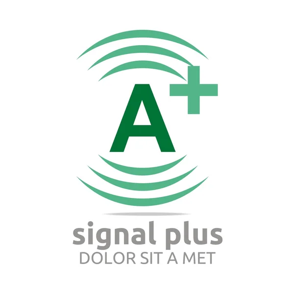 Lettrage de signal de logo plus alphabet couleur vecteur sans fil — Image vectorielle