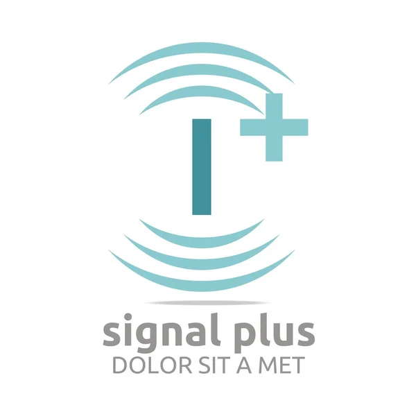 Lettrage de signal de logo plus alphabet couleur vecteur sans fil — Image vectorielle
