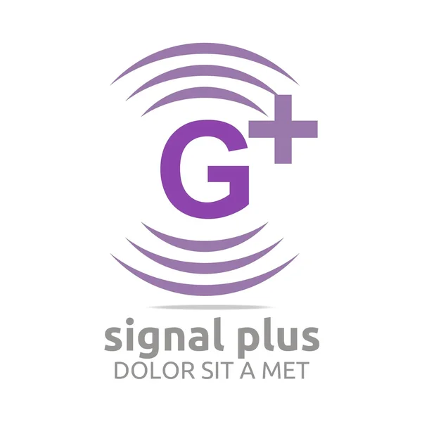 Lettrage de signal de logo plus alphabet couleur vecteur sans fil — Image vectorielle