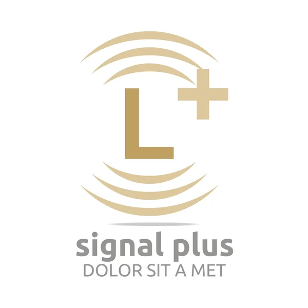 Логотип буквы сигнала плюс цветной алфавит беспроводной вектор — стоковый вектор