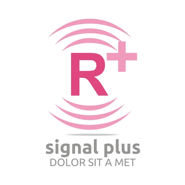 Lettrage de signal de logo plus alphabet couleur vecteur sans fil — Image vectorielle