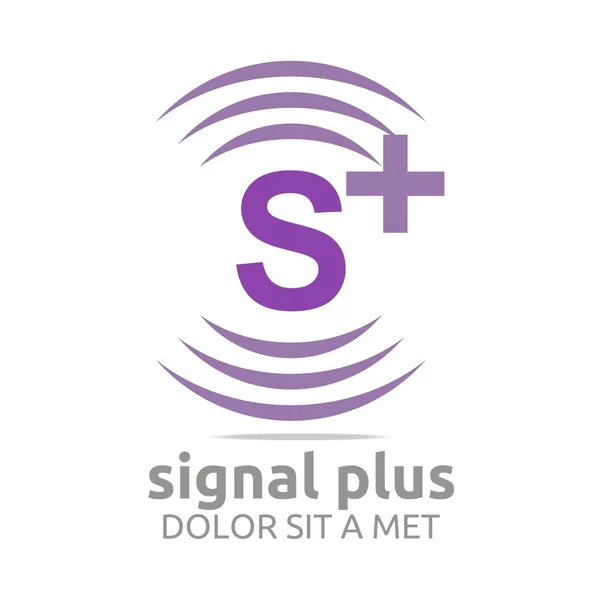 Lettrage de signal de logo plus alphabet couleur vecteur sans fil — Image vectorielle