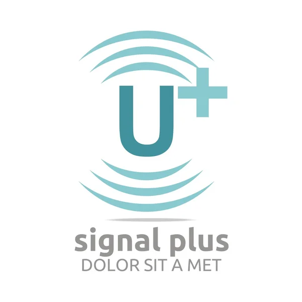 Logo de la señal de letras más el alfabeto de color vector inalámbrico — Archivo Imágenes Vectoriales