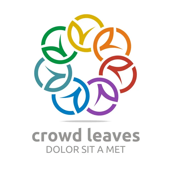 Logotipo abstrato multidão deixa ecologia floral design vector — Vetor de Stock