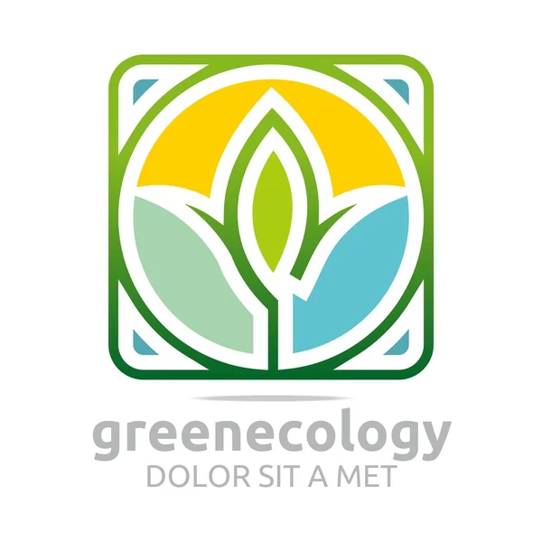 Logotipo abstrato deixa verde ecologia vetor de design — Vetor de Stock