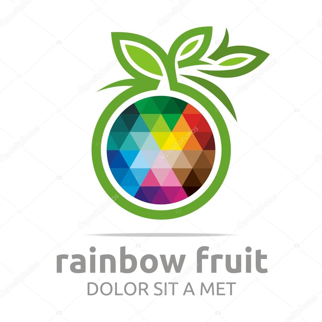 Fruit, food, orange, rainbow, logo, symbol, nutrition, vegetarian, circle, leaves, juice, vitamin c, fresh, fruit store, drink, icon, fresh fruit