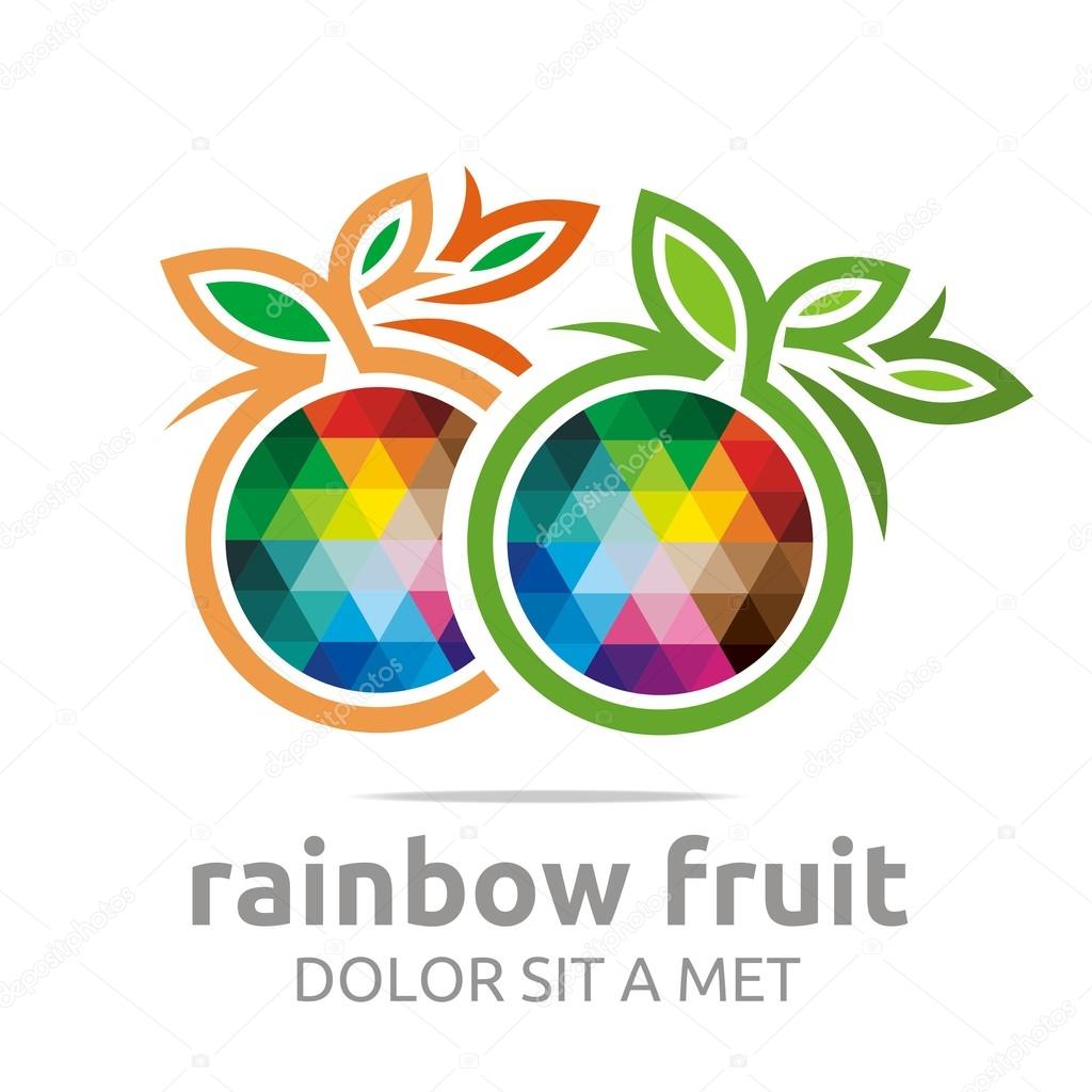 Fruit, food, orange, rainbow, logo, symbol, nutrition, vegetarian, circle, leaves, juice, vitamin c, fresh, fruit store, drink, icon, fresh fruit