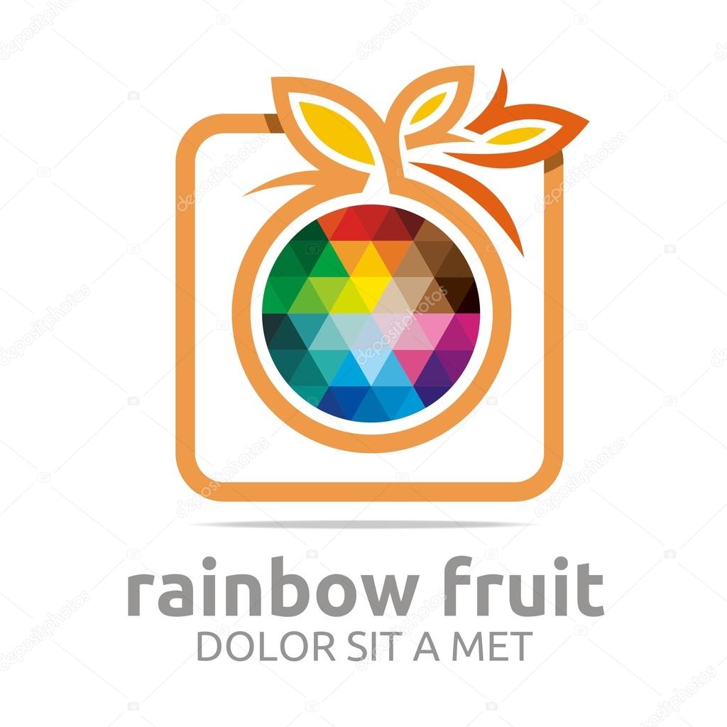 Fruit, food, orange, rainbow, logo, symbol, nutrition, vegetarian, circle, leaves, juice, vitamin c, fresh, fruit store, drink, icon, fresh fruit