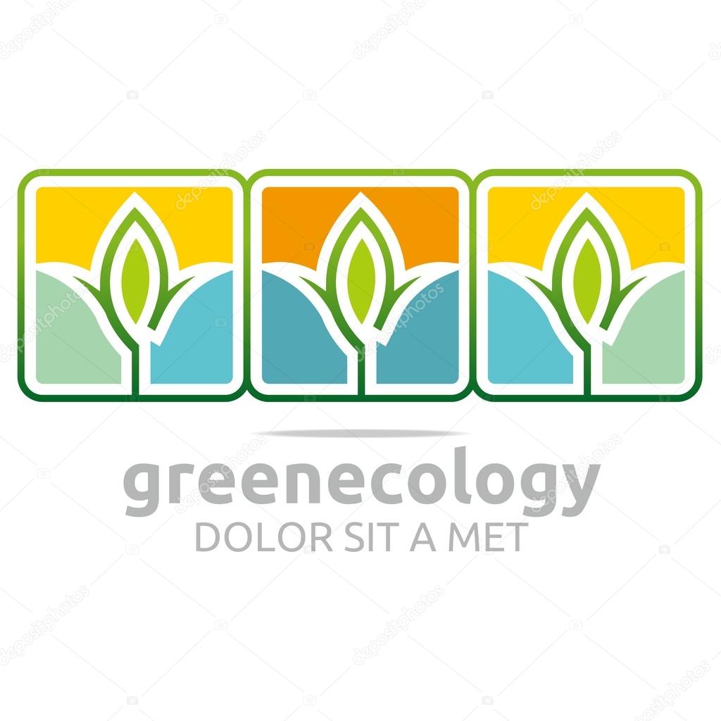 Abstract logo leaves green ecology design vector