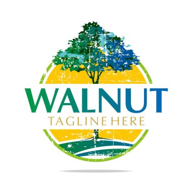 Logo walnut trees hazelnut freshness delicious vector