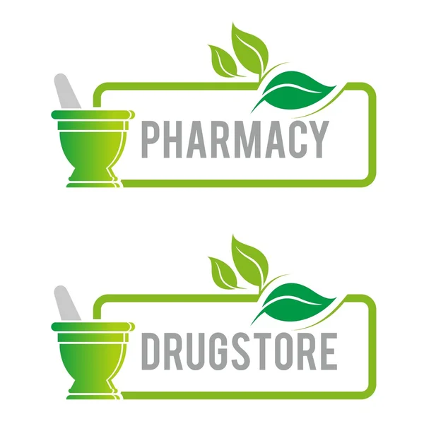 Logo pharmacy mashed drugs organic product icon vector — Stok Vektör