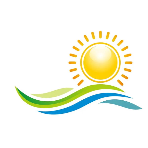 Logo Panorama Landschaft Sonnenuntergang Design Symbol Symbol Vektor — Stockvektor