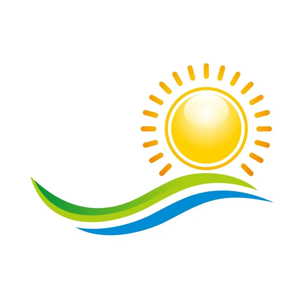 Logo Panorama Landschaft Sonnenuntergang Design Symbol Symbol Vektor — Stockvektor