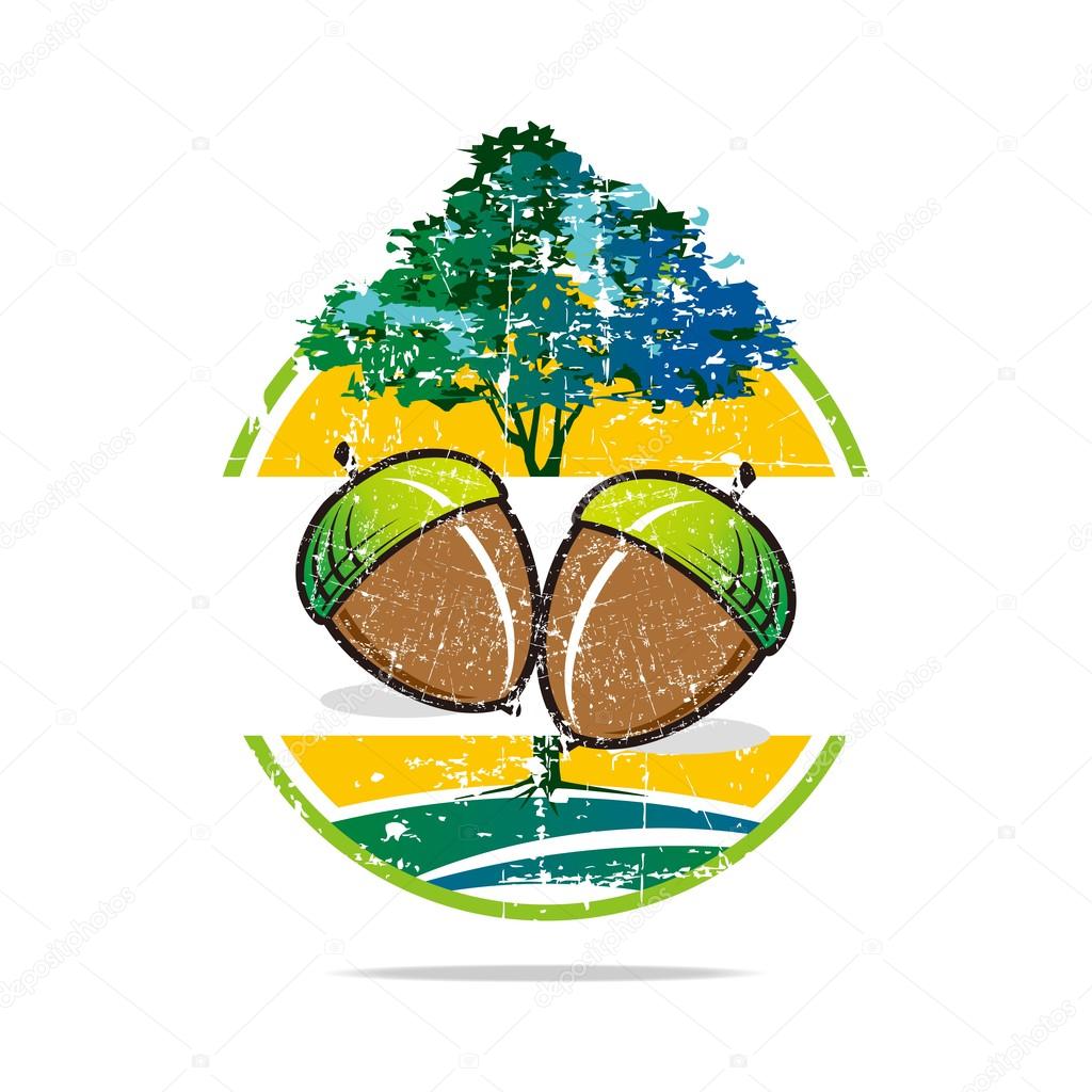 Logo walnut trees hazelnut freshness delicious vector