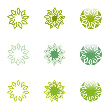 Soyut logo daire ekoloji çiçek tasarım vektör yaprak