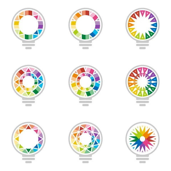 Logo idea arcobaleno luce colorato simbolo disegno vettore — Vettoriale Stock