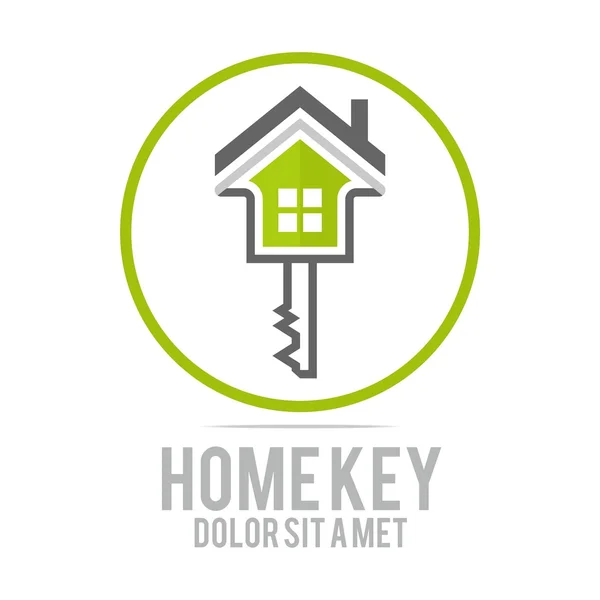 Logo home key house lock security buiding icon vector — Stock Vector