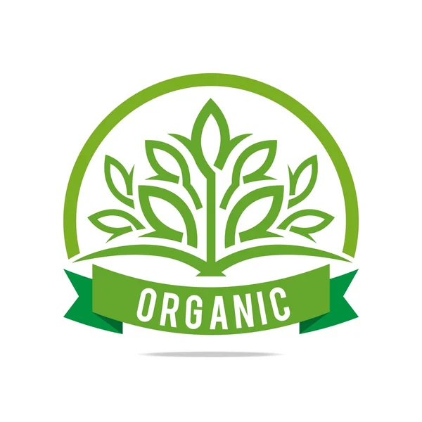 Logo produk alami organik vektor desain kebun yang sehat - Stok Vektor