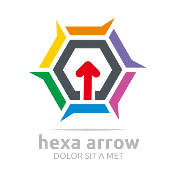 Logo hexágono ícone seta vetor abstrato —  Vetores de Stock