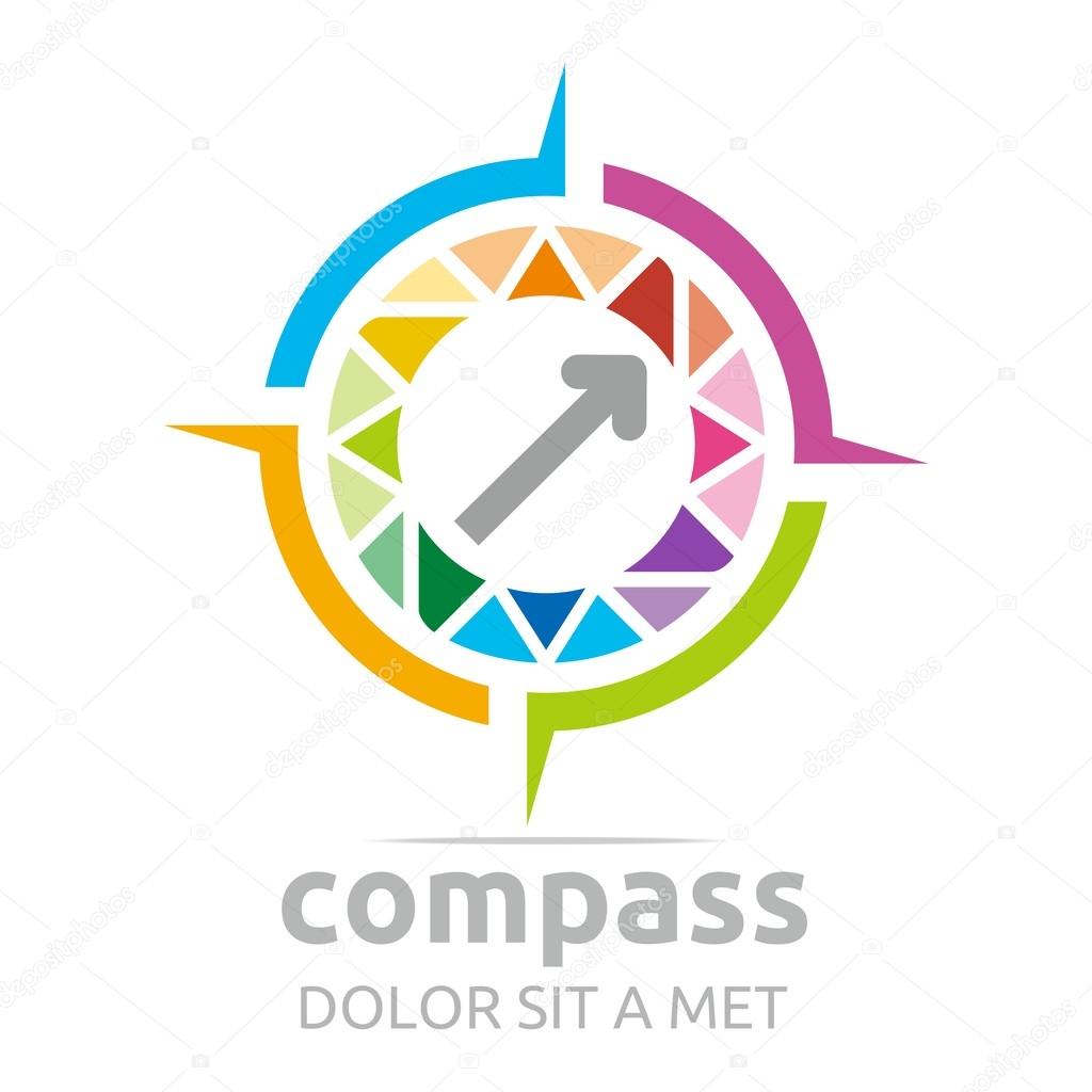 Abstract, area, arrow, blue, business, circle, company, compass, direction, district, pointer, position, purpose, sign, symbol, vector, colorful