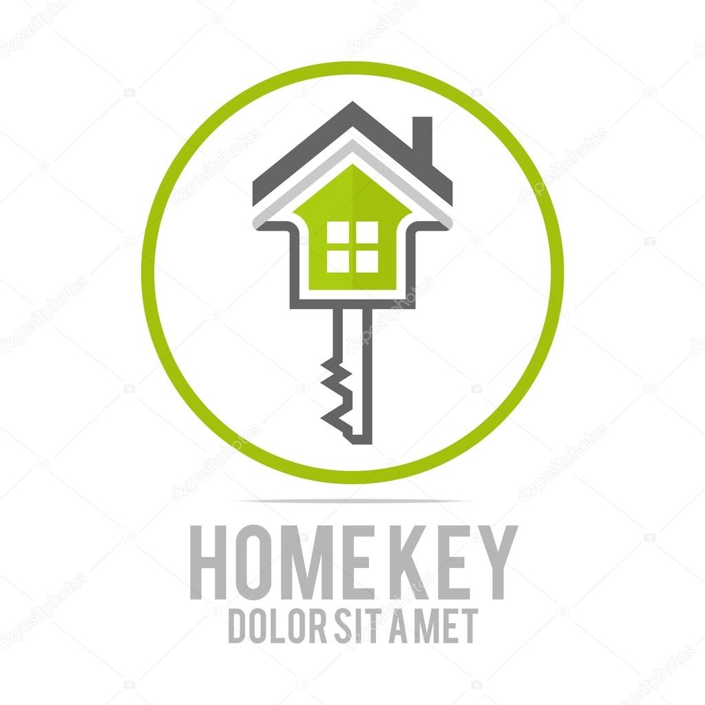 Logo home key house lock security buiding icon vector