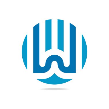 Logo Blue Trident Arch W Element Design Vector Abstract