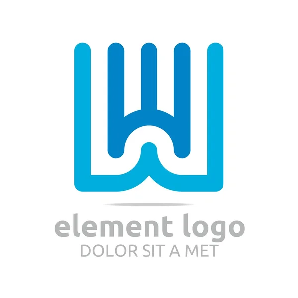 Logo Azul Tridente Arco W Elemento Diseño Vector Abstracto — Archivo Imágenes Vectoriales