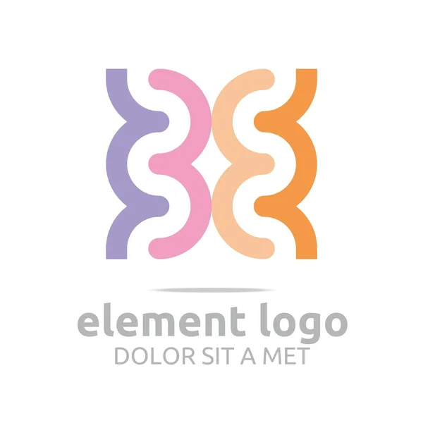 Logo warna-warni desain elemen lengkung vektor ikon abstrak - Stok Vektor