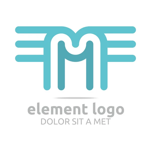 Logotipo azul claro M F E Arco Elemento Diseño Vector abstracto — Archivo Imágenes Vectoriales