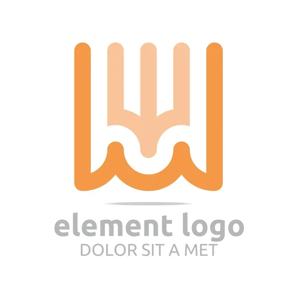 Logo Naranja Tridente Arco W Elemento Diseño Vector abstracto — Archivo Imágenes Vectoriales