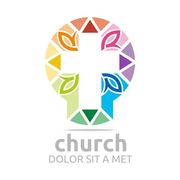 Logo chruch croos ícone cristão símbolo vetor abstrato —  Vetores de Stock