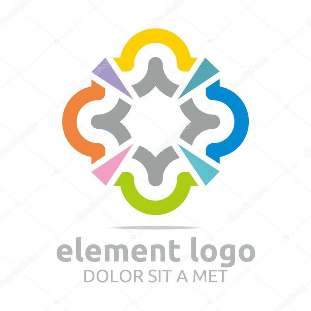 Logo colorful arch element design abstract icon vector