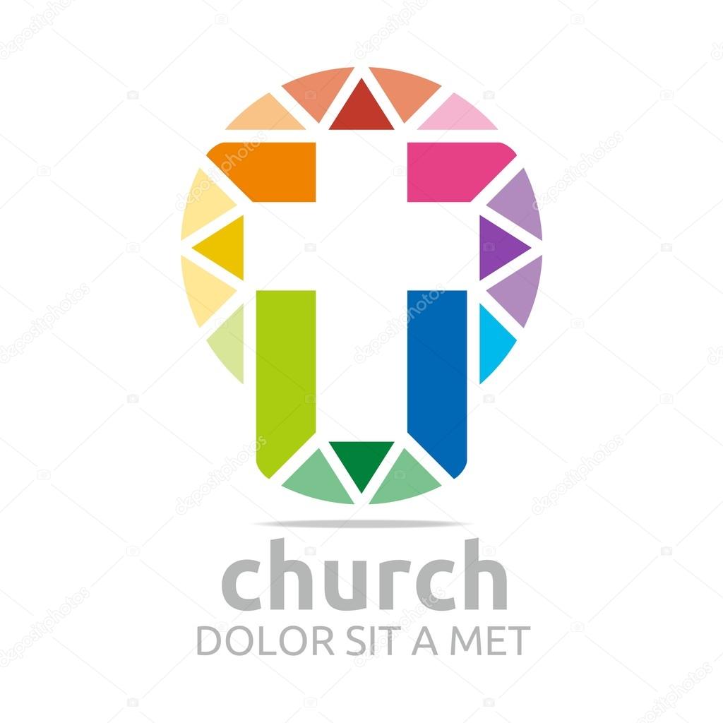 Logo chruch croos christian icon symbol abstract vector