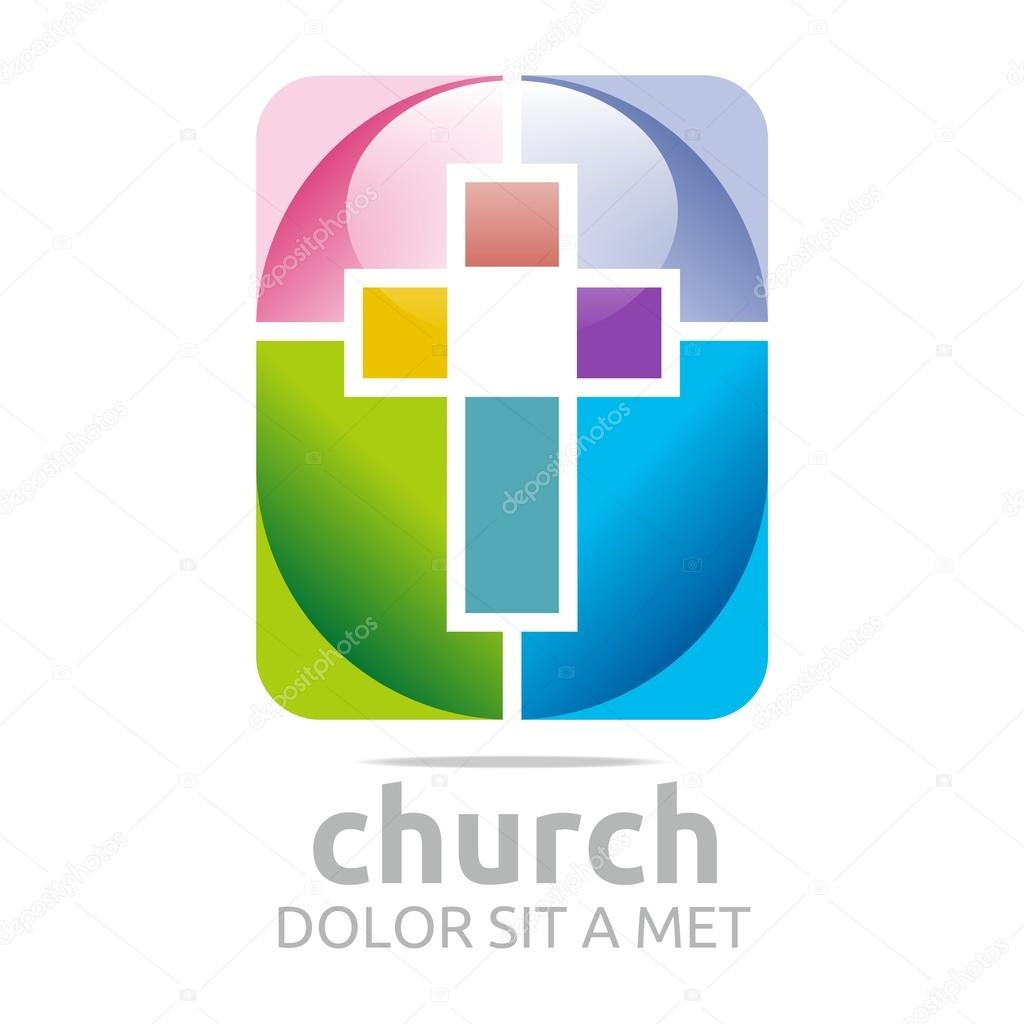 Logo chruch croos christian icon symbol abstract vector