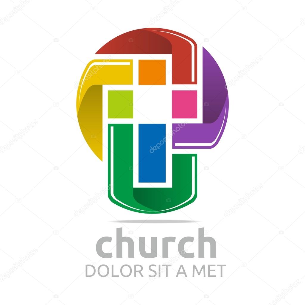 Logo chruch croos christian icon symbol abstract vector