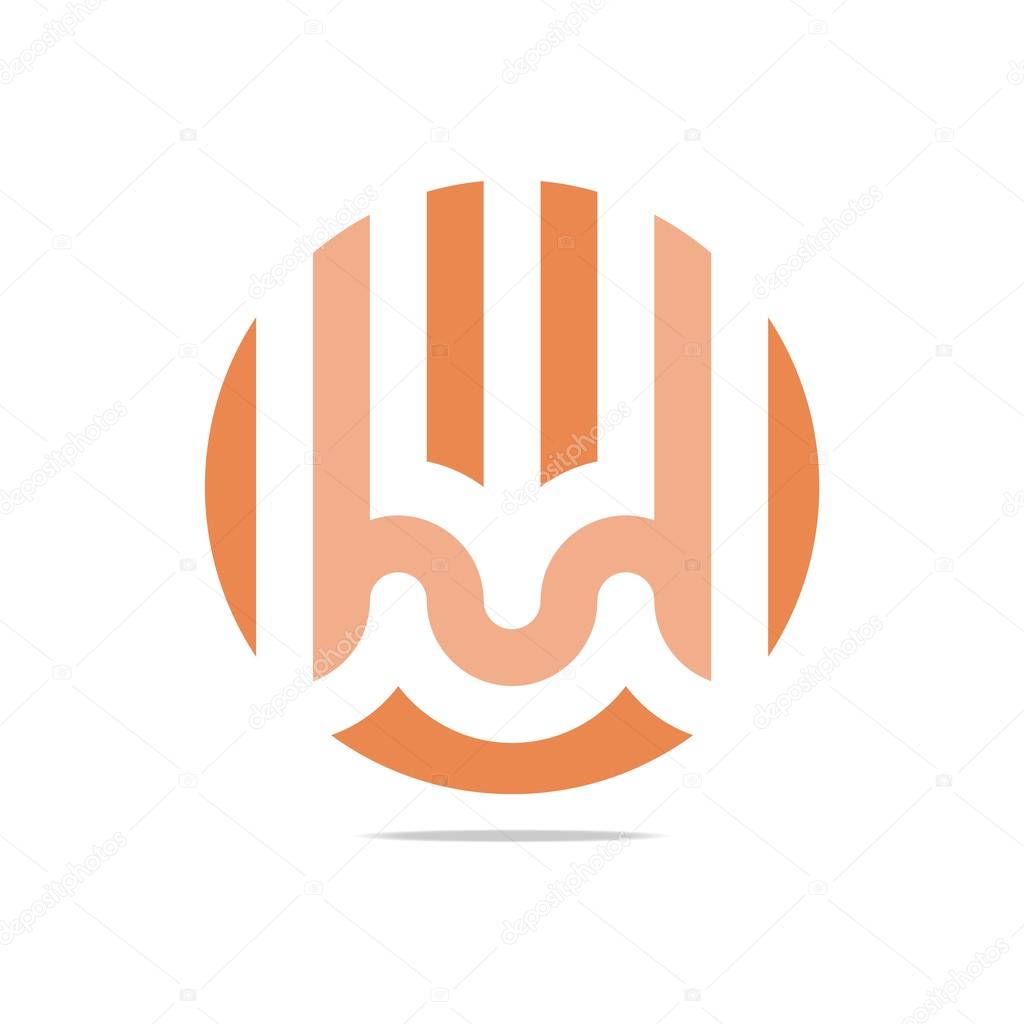 Circle, round, orange, ecology, organic, arch, line, symbol, abstract, element, letter w