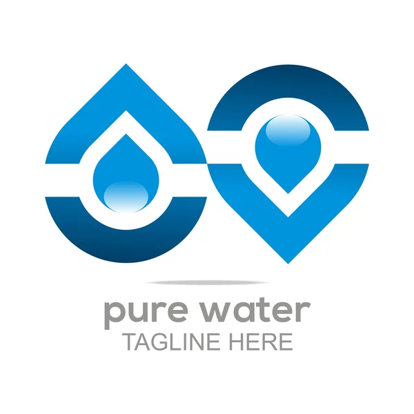 Logo Pure Water Drop Symbol Icono Vector Negocio Aqua — Vector de stock