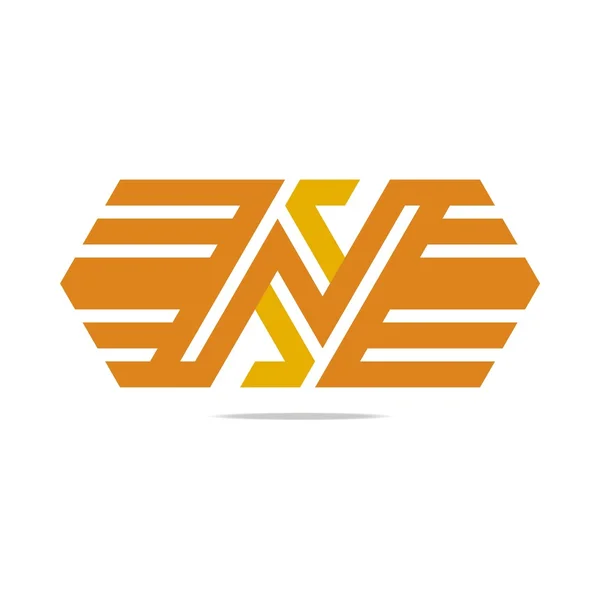 Logo Design Lettre N Hexagone Zigzag Orange Symbol Icône Vecteur abstrait — Image vectorielle