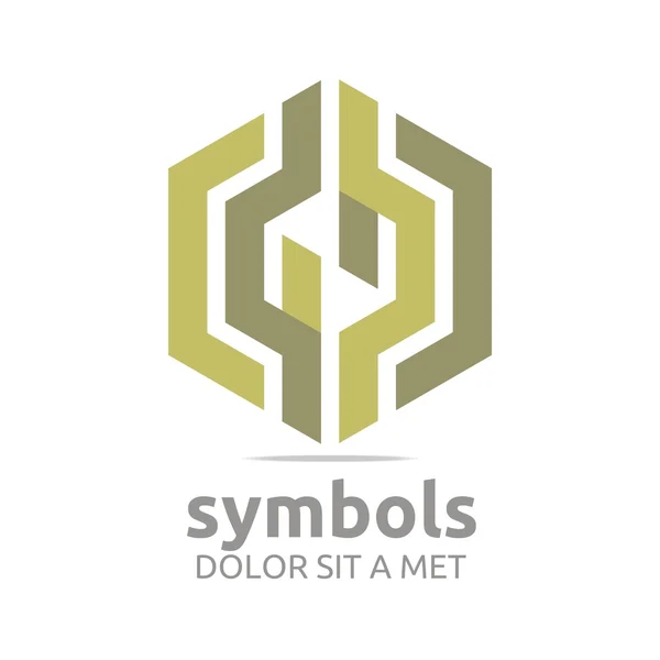 Simbolo dell'icona di Hexagon Zigzag di progettazione del logo — Vettoriale Stock