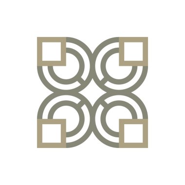 Logo soyut simgesini daire kare tasarlamak vektör