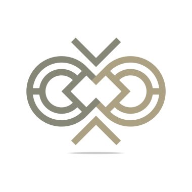 Logo soyut simgesini daire kare tasarlamak vektör