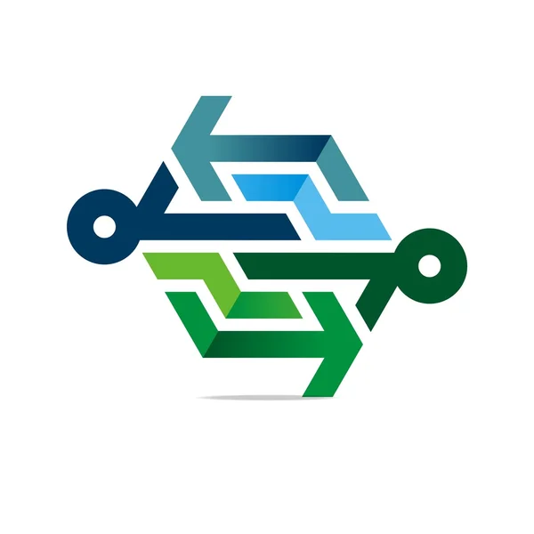 Logo Abstract Arrow Symbol Hexa Connecting Icon Element Vector — Stock Vector